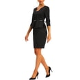 thumbnail image 4 of MODA NOVA Juniors Elegant Bodycon Pencil Dresses Belted Peplum Sheath Dress, 4 of 5