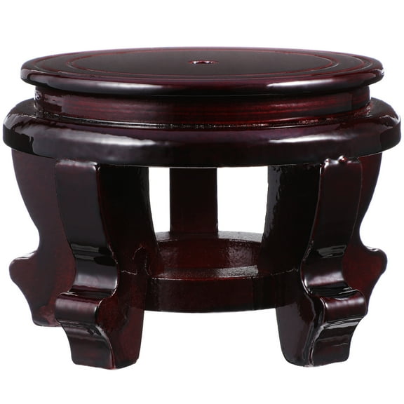 Homoyoyo Indoor Plant Holder Wood Stand Dark Red Sturdy Display Pedestal