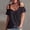 Black, variant on Womens Sexy Cold Shoulder Tops, Casual Off Shoulder Short Sleeve Open Shoulder Shirts
