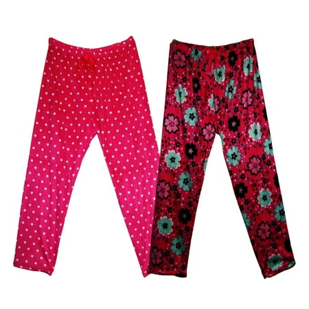 

Women s 2 Pack Cozy Micro Soft Polar Fleece Lounge Pajama Pants (S Floral/Heart)