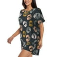thumbnail image 3 of Womens Pajama Sets With Pocket, abstract leaves Lounge Sets Short Sleeve Sleepwear PJ Sets for Women, 3 of 6