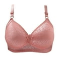 thumbnail image 2 of Under $5.00,Lolmot Everyday Bra Womens Lace Jacquard Wireless Bra, Full-Coverage Wirefree T-Shirt Bra, Comfortable Solid Color Push Up Bra, 2 of 3