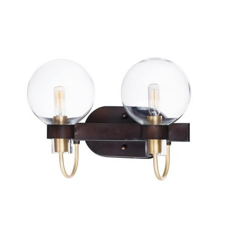 

16 in. Bauhaus Two-Light Bath Vanity Wall Light Bronze & Satin Brass