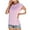 Pink, variant on Womens Cap Sleeve Tops Summer Trendy Pleated T-Shirts Crew Neck Casual Basic Tees Shirts Blouses Loose Fit - Purple, S