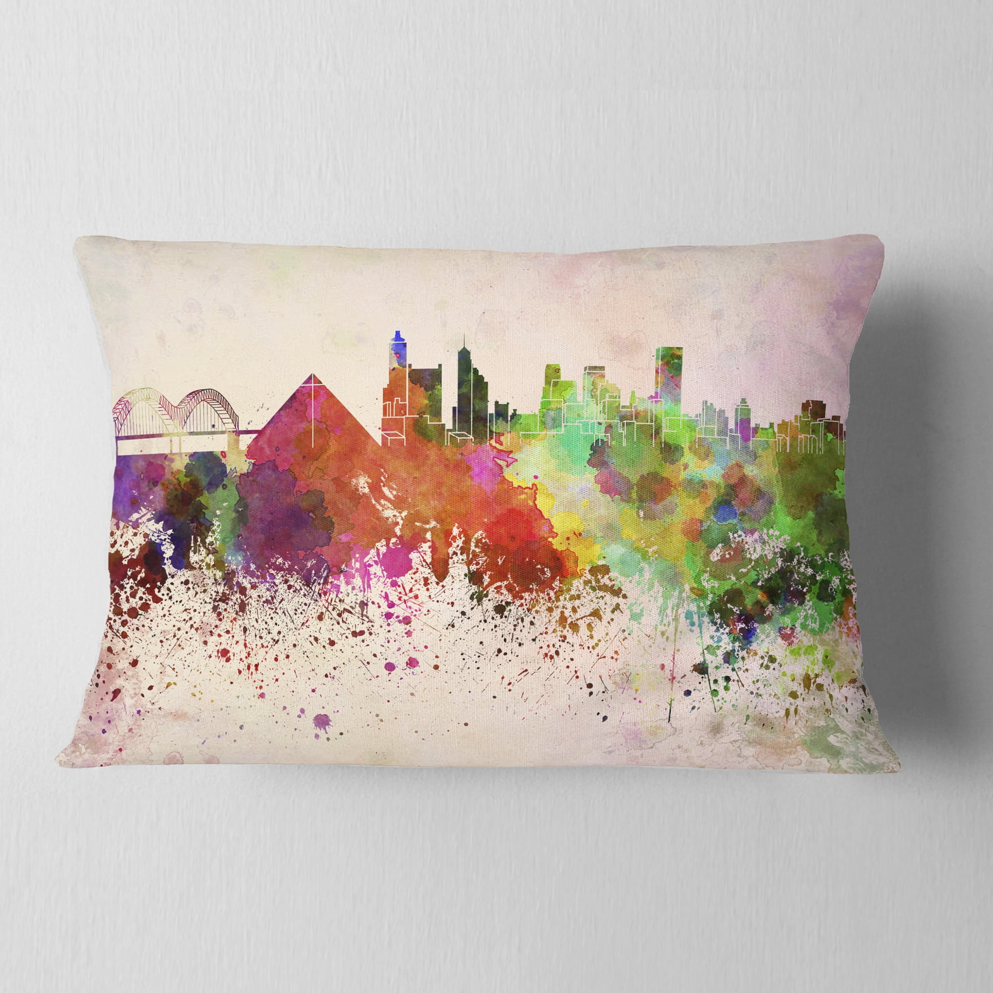 Designart Memphis Skyline - Cityscape Throw Pillow - 12x20