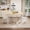 Beige, variant on QuzyAor 5 Piece Dining Table Set for 4, Farmhouse Kitchen Table and PU Upholstered Chairs, Small Space Compact Dinette, Wood Top & Heavy-Duty Metal Frame, Breakfast Nook Set for Apartment,Bar