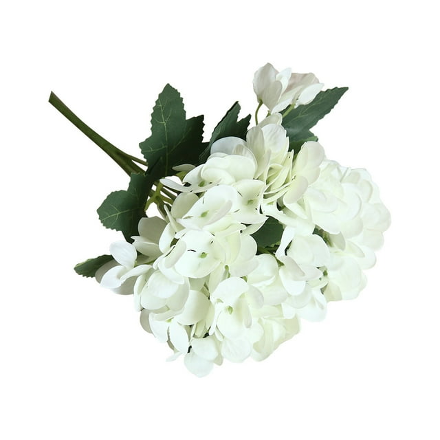 VogueV 5 Stem Hydrangea & Butterfly Fake Flowers - Wedding Table Centerpiece White