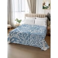 thumbnail image 2 of Blue Coral Coastal Flat Sheets Only King Size, Soft Breathable Bed Top Sheets for Mattress, Ocean Nautical Seaside Beach Luxury Bedding Flat Sheets for Home Hotel Bedroom Bed Protection, 2 of 9
