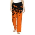 thumbnail image 2 of Goofa Halloween With Black Bats Printed Soft Pajama Pants for Women, Wide Leg Comfy Casual Lounge Yoga Pants-Large, 2 of 9