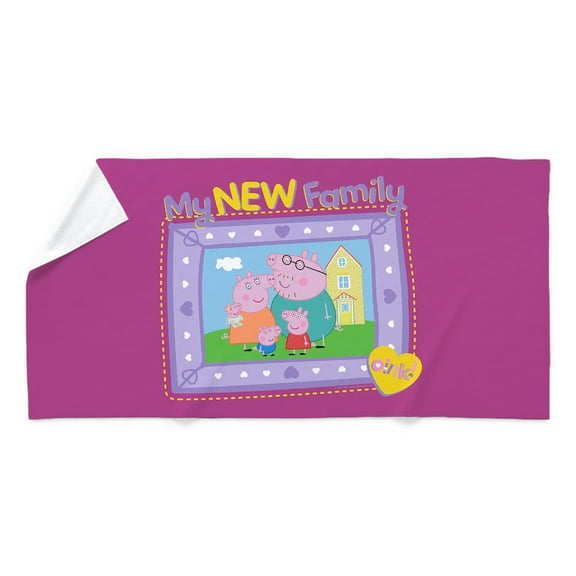 CafePress - Peppa Pig: My New Family - 35"x70", Extra Large, Oversized, Jumbo Beach Towel