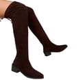 thumbnail image 5 of Gyexs Over The Knee Boots for Women Platform Thigh High Pull on Booties Heel Round Toe Long Boots Fall Winter Shoes #02 Coffee & Size 7, 5 of 9