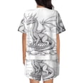 thumbnail image 6 of Fotbe Dragon Nest Sketch Print Pajama Set for Women 2 Piece Loungewear Short Sleeve Tops and Shorts Set Soft Sleepwear-Medium, 6 of 7
