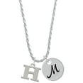thumbnail image 1 of Delight Jewelry Silvertone Large Initial - H - Silvertone Script Initial Disc - M - Charm Necklace, 20"+3", 1 of 4