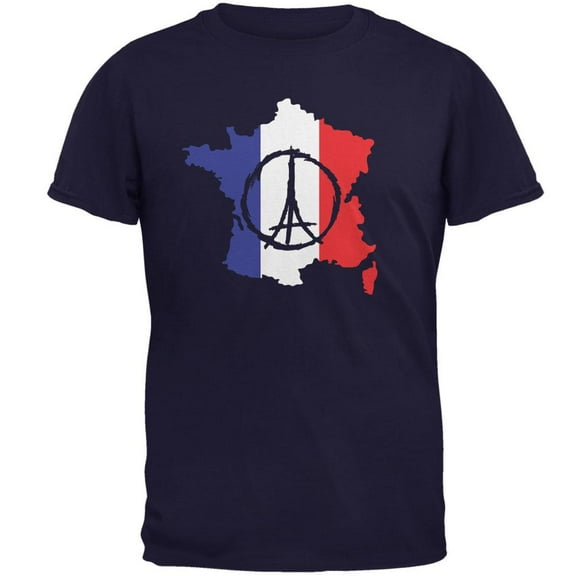 Peace for Paris France Country Navy Adult T-Shirt - Small