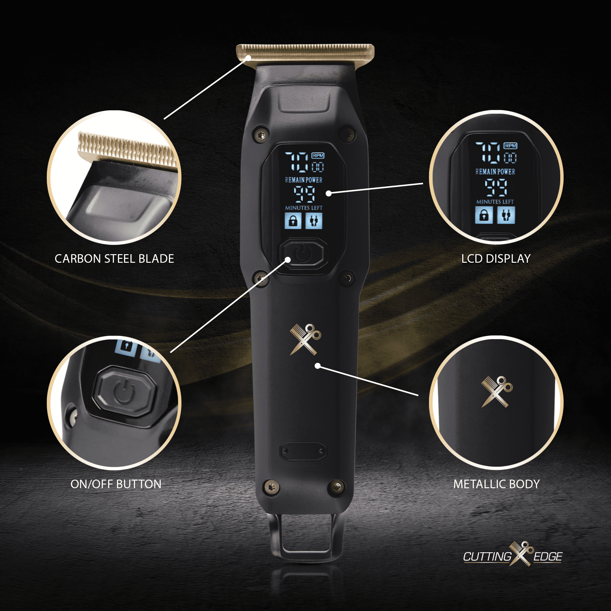 Cutting Edge Rechargeable LCD T-Blade Electric Shaver for Men, Hair & Beard Grooming Kit