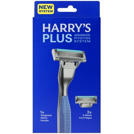 Harry's Plus Shaving Razor for Men with 2 Razor Blade Refill Cartridges, Tide