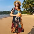 thumbnail image 4 of Balery Cute Colorful Flower French Bulldog Vestidos sueltos de manga corta para mujer, vestidos de verano 2025, vestidos casuales de corte A con vuelo., 4 of 6