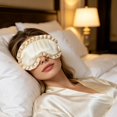 thumbnail image 2 of Krdevn Ruffled Satin Sleep Eye Mask Elastic Band Soft Breathable Light Blocking Comfort Blindfold Travel Airplane Nap Bedroom Overnight Stress Relief Sleep Aid Accessory, 2 of 6