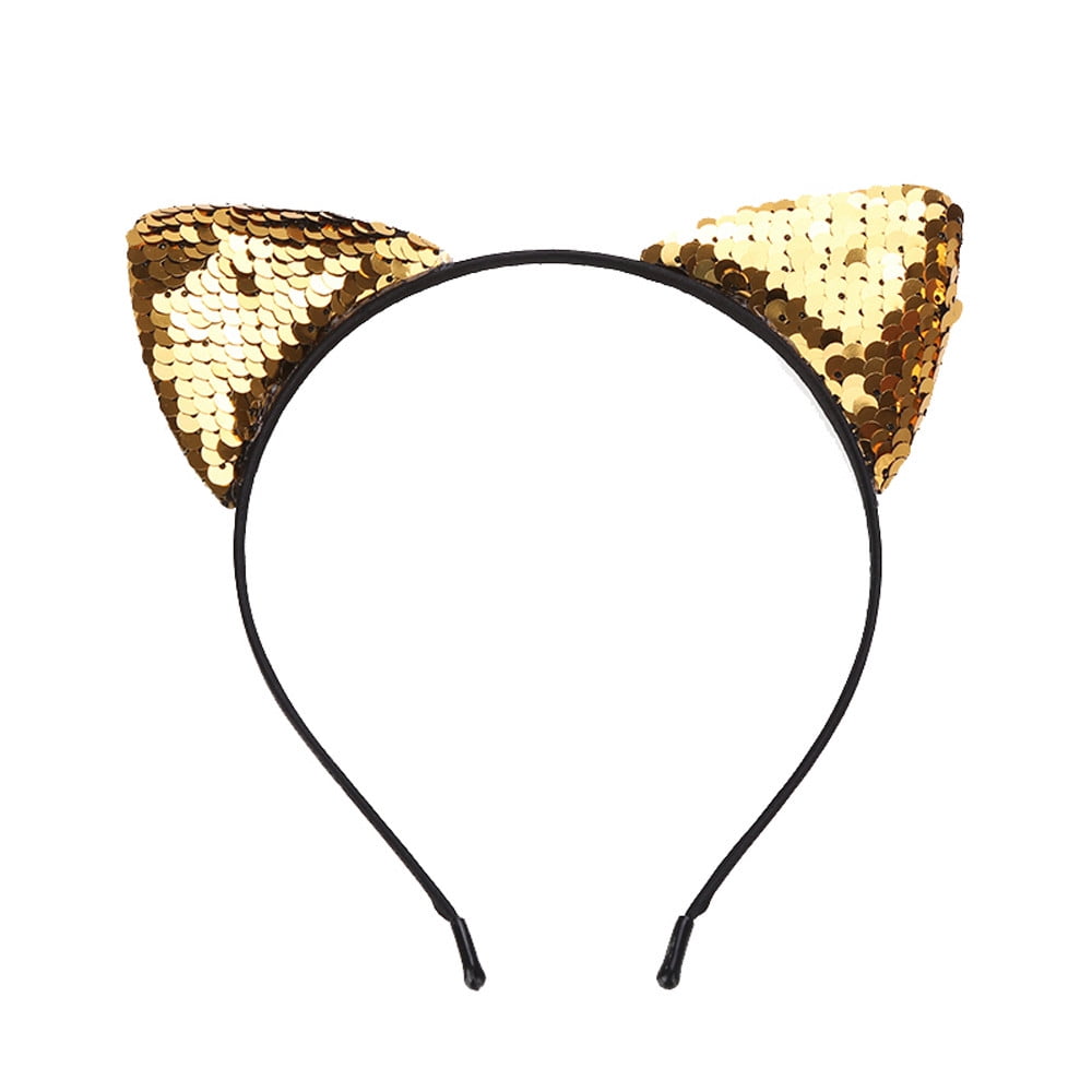New  10 Hair/Head Bands Gold With Gold Sequins 