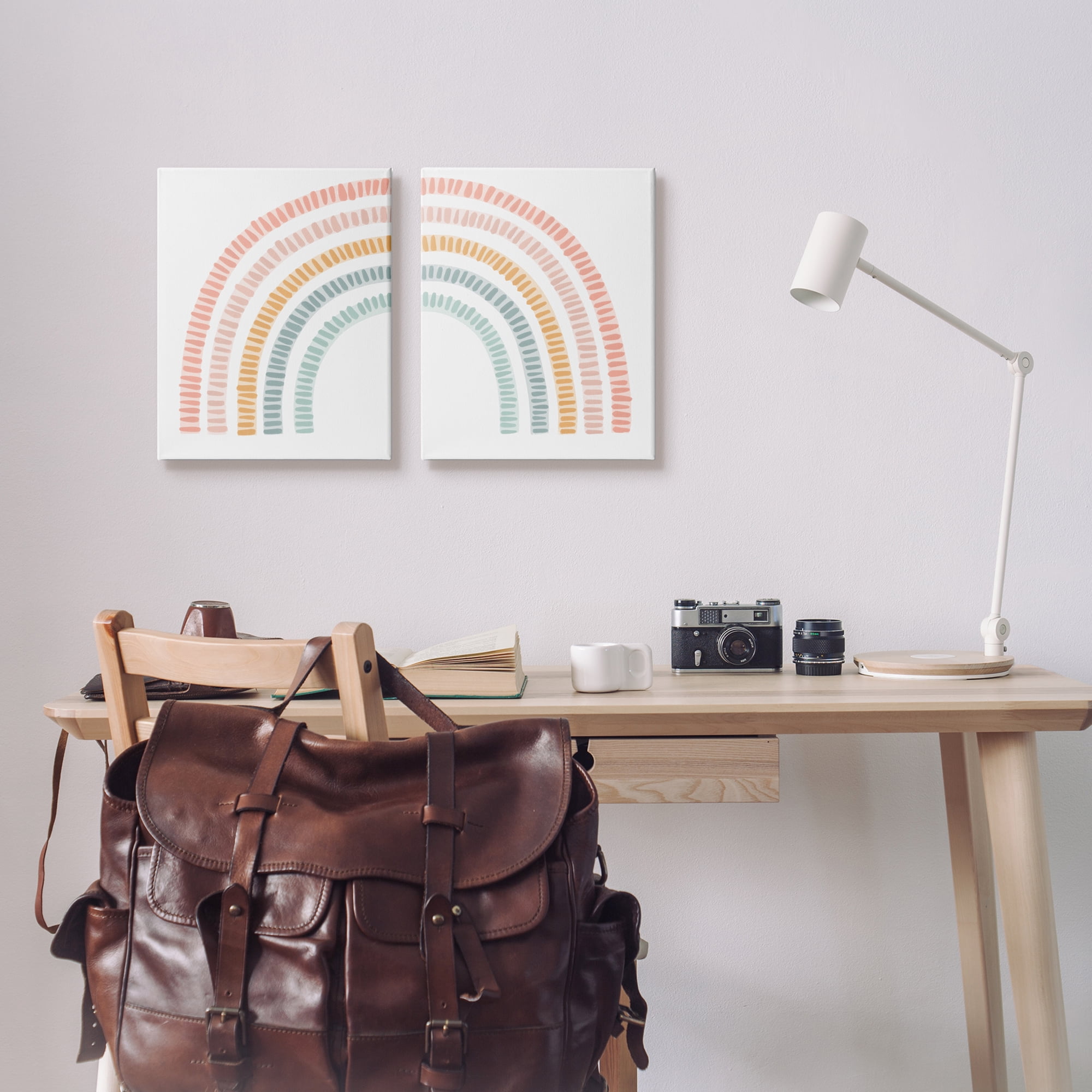 Stupell Industries Patterned Rainbow Arches Abstract Painting Gallery Wrapped Canvas Art Print Wall Art, 16 x 20, Set of 2