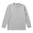 thumbnail image 4 of Linfrsh Men's Tops Men's Ribbed Henley Shirt Short Sleeve Slim Fit Muscle Shirt Fitted Cotton Casual Long Sleeve, 4 of 9