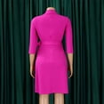 thumbnail image 5 of WXLWZYWL Winter Dresses for Women Women'S Casual Slim Pleated Belted Three-Quarter-Sleeve V-Neck Color Dress Hot Pink, 5 of 5