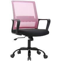 Home Office Desk Chair Mesh Computer Chair Adjustable Mid-Back Office Chair Back Support Rolling Swivel Task Chair with Arms and Lumbar Support for Adults, Pink