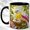Black, variant on Nesting Bird Coffee Mug, Floral Bird Mug, Ceramic 11 oz