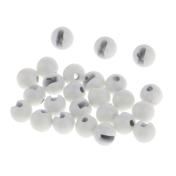 25pcs Ranurado Mosca Tungsteno Atar Cabeza Ninfa Hundimiento Blanco