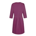thumbnail image 5 of LISTHA Women's Fall 3/4 Sleeve Midi Dresses Casual Formal Church Wedding Guest Work Clothes Purple L, 5 of 6