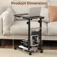 thumbnail image 2 of Spaco Rolling Height Adjustable Sofa End Side Table, Versatile C-Table, Black Top, Steel Frame, Perfect for Snacks, Dishes, Remotes, or as a Laptop Desk, 2 of 6