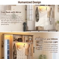 thumbnail image 3 of ChVans 75" Hall Tree with Mirror, LED Farmhouse Hall Tree with Bench and Shoe Storage, Hallway Tree w/ Sliding Barn Door, Umbrella Holder, Coat Rack for Entrance Entryway Mudroom, White, 3 of 10