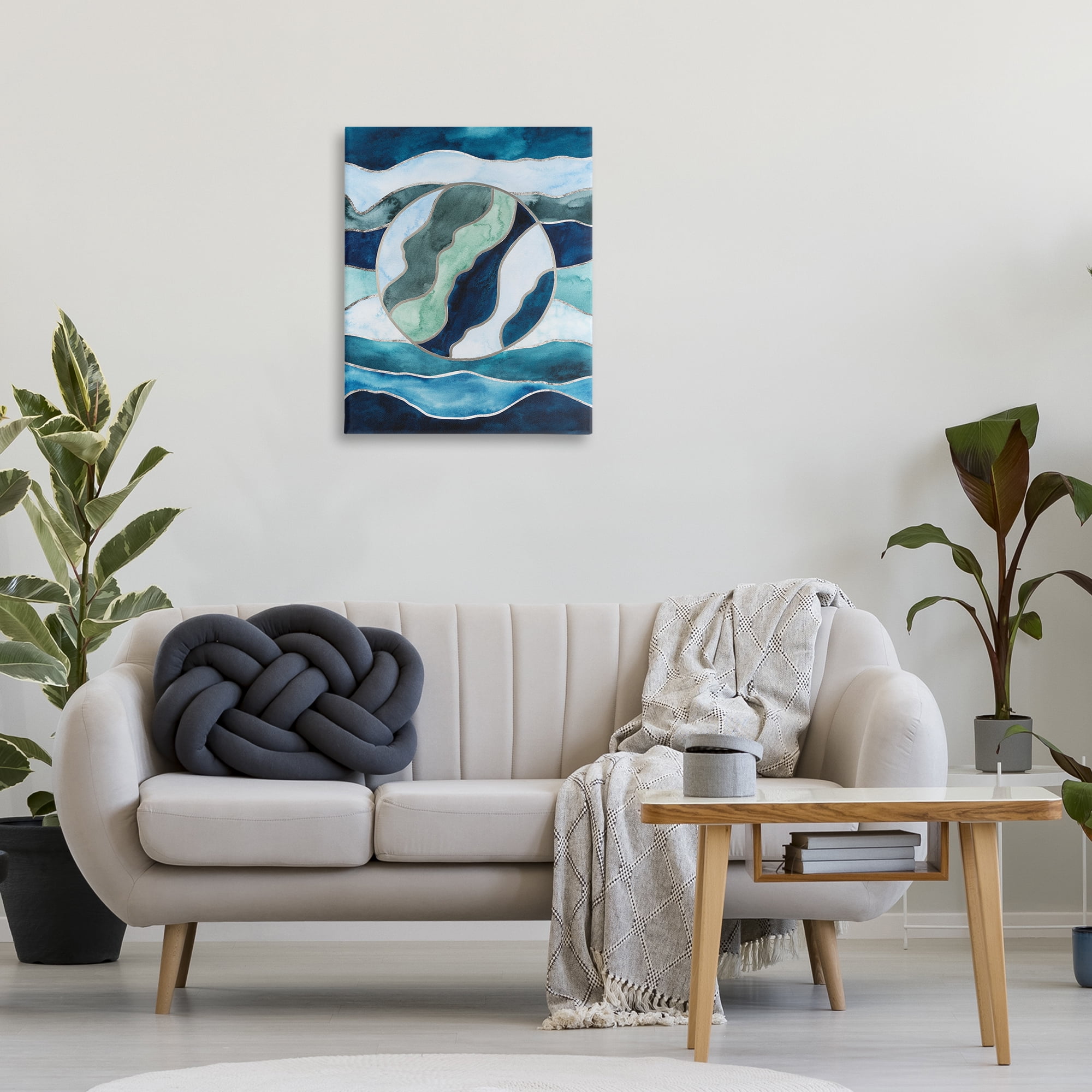 Stupell Industries Stained Glass Circle Impression Abstract Painting Wrapped Canvas Art Print Wall Art, 24 x 30