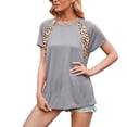 thumbnail image 2 of Camiseta de mujer con estampado de manga corta, cuello redondo, camiseta informal de verano, gris, XL Vogacara AP001232-08, 2 of 7