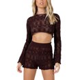 thumbnail image 1 of Txlixc Traje de 2 piezas para mujeres con mangas tejidas con cuello redondo hueco Txlixc moda, 1 of 5