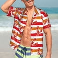 thumbnail image 7 of Bingfone Men's Short Sleeve Button Down Shirts Hawaiian Red Lobster Printed Beach Shirt, 7 of 7