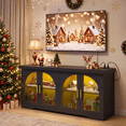 thumbnail image 4 of TV Stand with Power Outlet & LED Lights,63" Entertainment Center for TV up to 70 inch,TV Console with Adjustable Shelves & 2 Doors,Black, 4 of 11