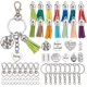 thumbnail image 1 of 180 piezas DIY 20 juegos de borlas para llaveros a granel, dijes inspiradores, kit para hacer llaveros, borlas de gamuza, dijes inspiradores, 1 of 7
