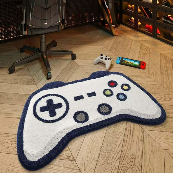 Game Controller Gamers Rug for Boys Room, Soft Non-Slip Absorbent, 23.6x15.7 inch, Funny Rugs for Bedroom Men Door Mat, Boys garl Room Decoration (White)