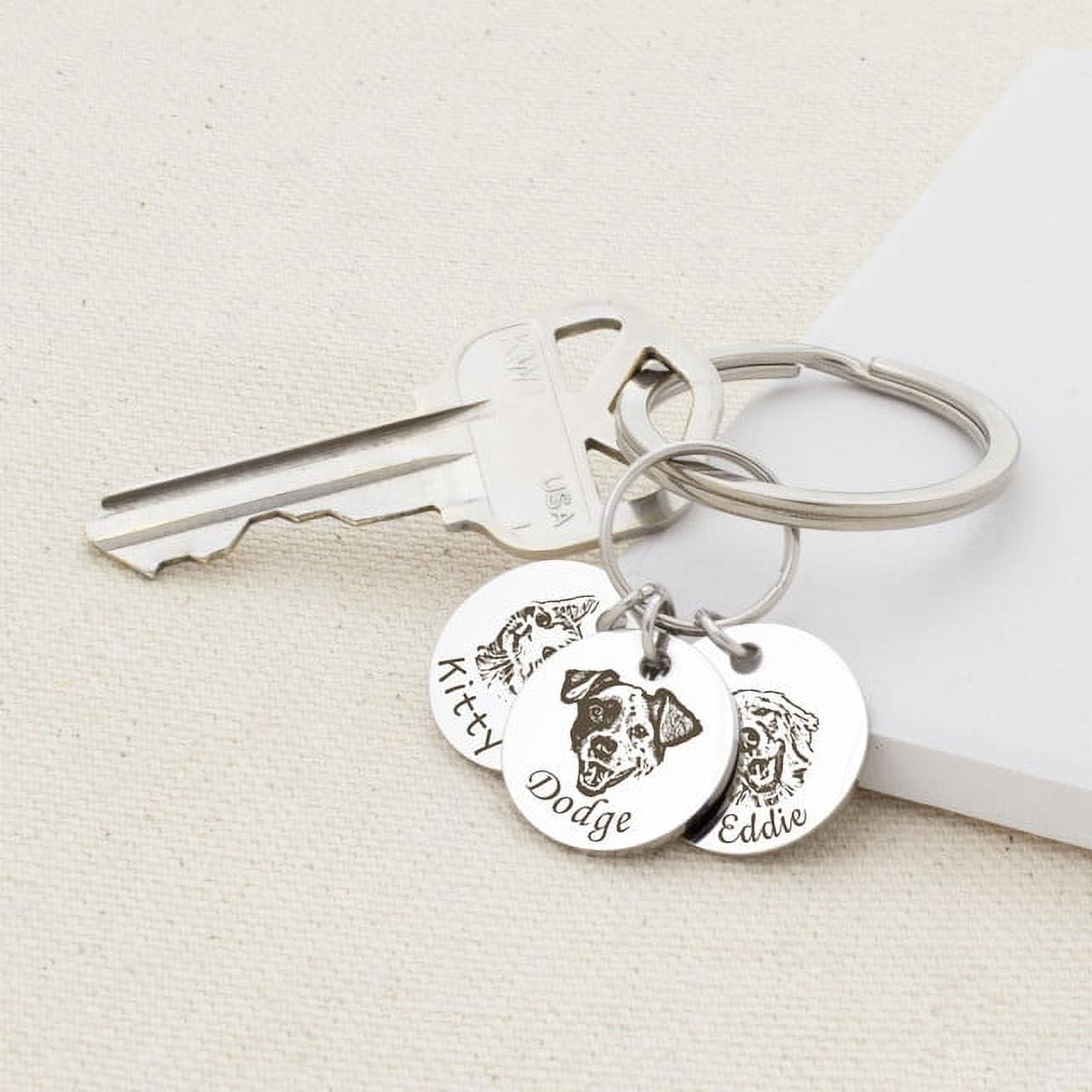 Anavia Personalized Pet Portrait Custom - Pet Portriat Keychain - Pet Photo Keychain for Pet Lovers Gift - Engraved Keychain Pet Memorial Gift for Friend - 2 Disc