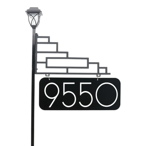 Address America USA Handcrafted, Double-Sided XL Contemporary Address Sign With Solar Light - 58" Pole