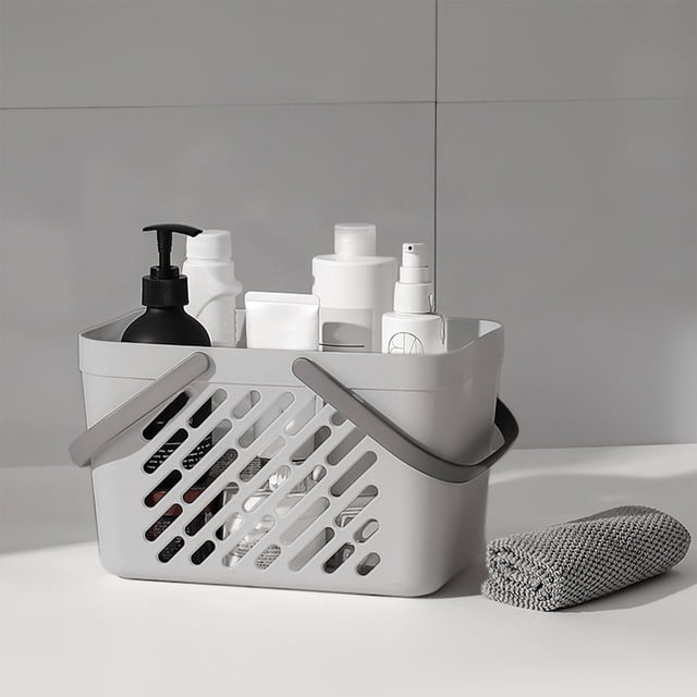 Cesta de Baño con Asa | Organizador de Ducha de Plástico Azul | Orificios de Drenaje para Secado Rápido | Almacenamiento de Artículos de Tocador | Ideal para Residencias Estudiantiles y Familias | Ce