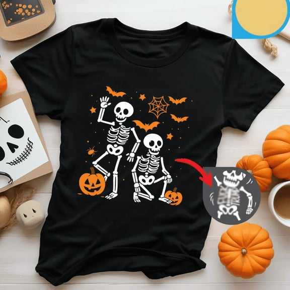 Funny Skeleton Dance T-Shirt - Spooky Season Halloween Top - Playful hidden design