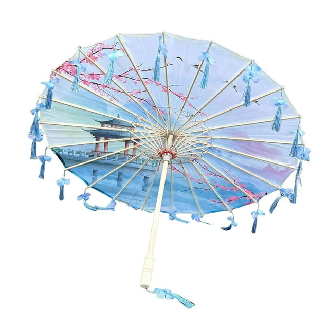 yuksok Chinese Umbrella Craft Silk Umbrella for Party Events Performance Dance Recitals Style F