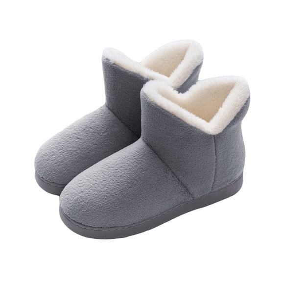 AUXDIQ Women Men Winter Boots Slippers Home Warm Fleece Booties Slipper Anti Slip House Shoes Indoor Outdoor