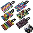 thumbnail image 1 of Mochilas de viaje seguras de material PVC ligero y duradero con tarjetero para tarjetas de identificación y presentación, elegantes etiquetas para equipaje con patrón geométrico llamativo (6 piezas), 1 of 7