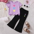 thumbnail image 2 of HCNTES Girls Summer 2 Piece Clothing Set Short Sleeve Top Elastic Waist Pants Children Girls Casual School Dailywear 4T 5T 6T 7T(F02-G,5-6 Years), 2 of 4