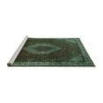 thumbnail image 2 of Ahgly Company Machine Washable Indoor Round Medallion Turquoise Blue Traditional Area Rugs, 4' Round, 2 of 4