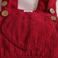 thumbnail image 5 of SERTG Girls Heart Print Long Sleeve Overalls and Dress Set with Bow Hairband Fall Winter Soft Cotton Three-Piece Outfit(Red,6-9 Months), 5 of 9