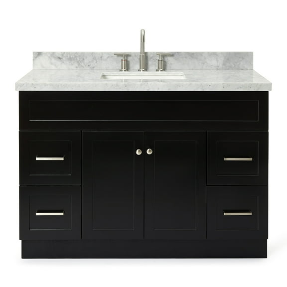 Ariel Hamlet 49 In. Rectangle Sink Vanity With Carrara White Countertop In Black